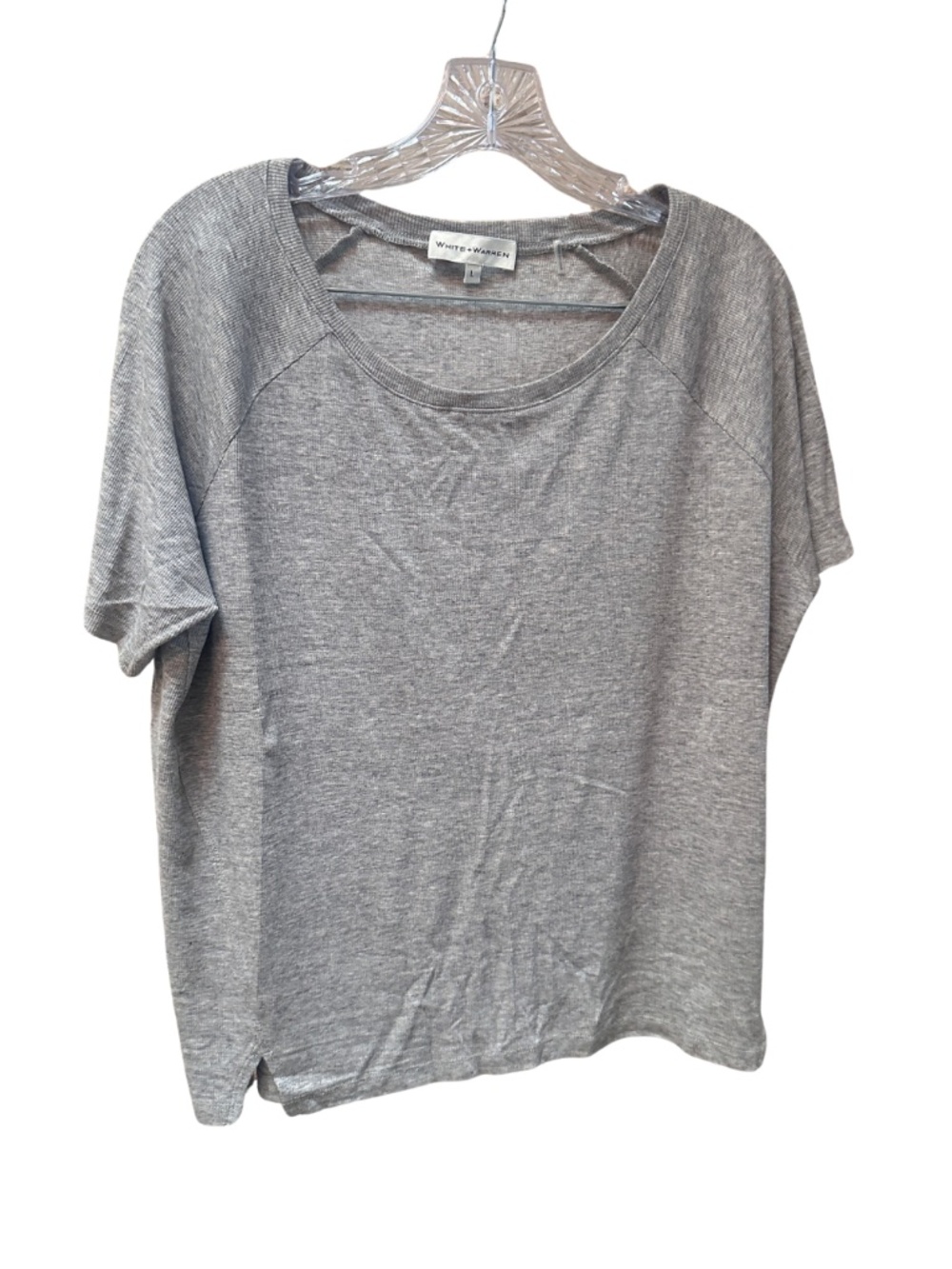 White + Warren Gray Short Sleeve Top - Misses Large